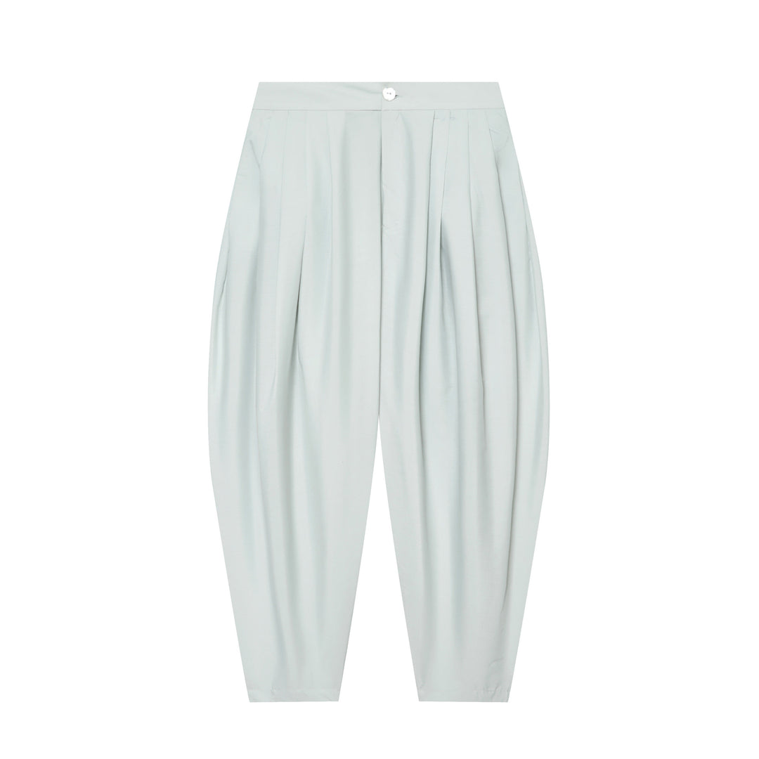 Damen Hochtaillierte plissierte Haremhose mit Kellerfalten und konischem Bein Shop Nory
