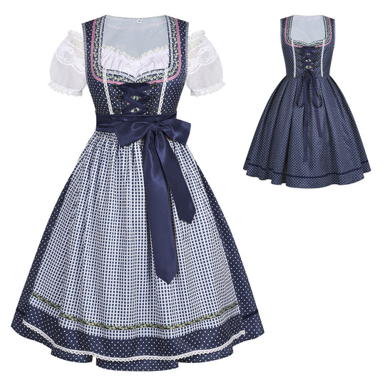 Damen nan traditionelles Trachten-Dirndl mit geschnürter Corsage, Spitzenärmeln und schwingendem Tellerrock Shop Nory