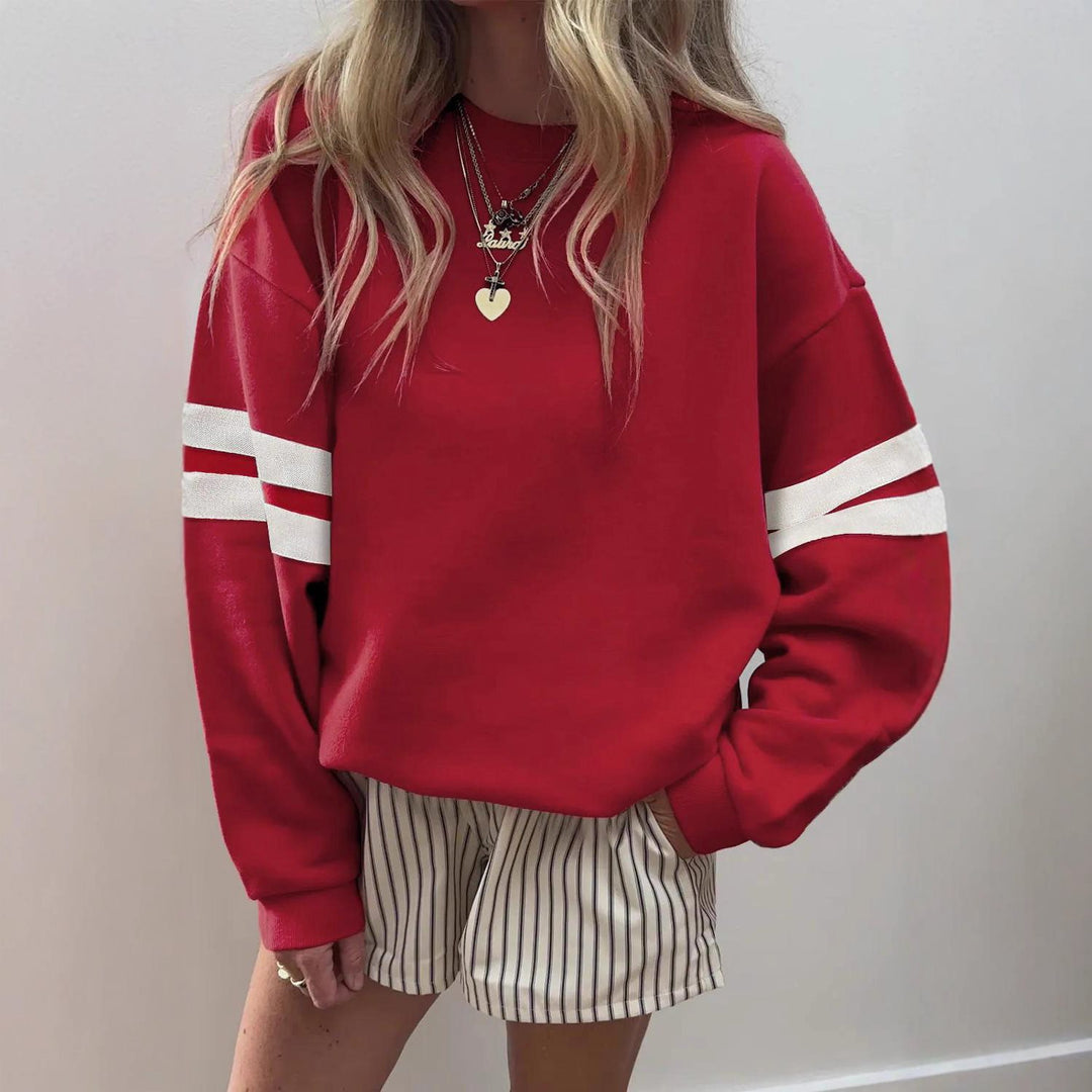 Damen Weit geschnittenes Sweatshirt mit Kontraststreifen an den Ärmeln Shop Nory