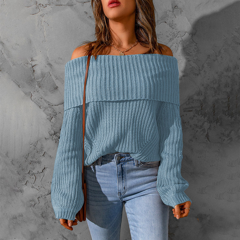 Damen nan weiter Off-Shoulder Grobstrickpullover mit überschnittener Schulterpartie und ballonärmeln Shop Nory