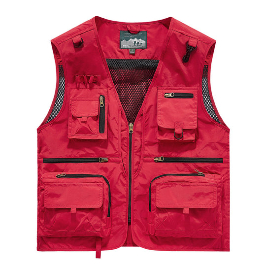 Herren Multifunktionale Cargo-Utility-Weste mit zahlreichen Reißverschlussfächern und D-Ringen Shop Nory