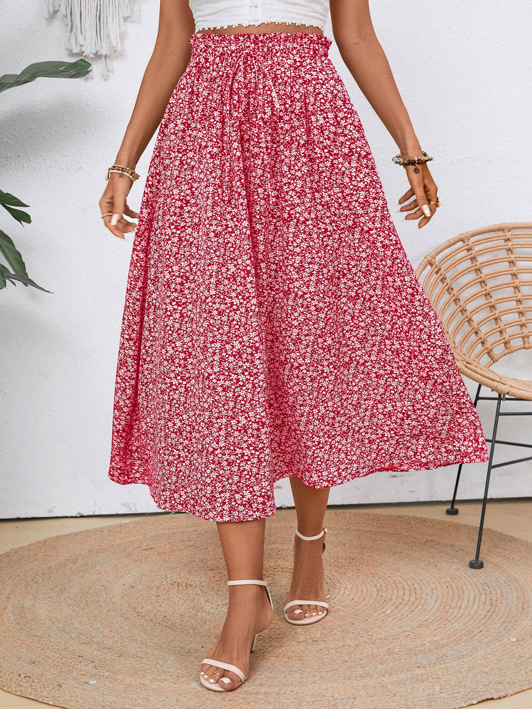 Damen Midi-Rock mit floralen Print