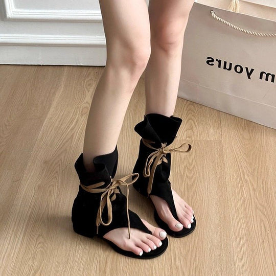 Damen Mittelhohe Sandalen‑Stiefelette mit Wickel‑Schnürung Shop Nory