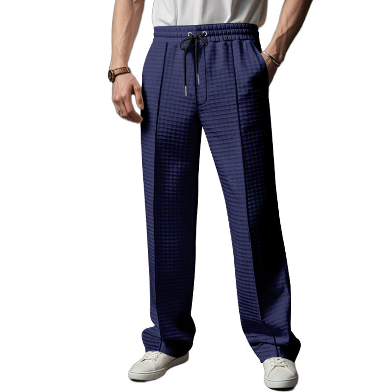 Herren Relaxed-Fit Freizeit-Hose mit strukturierter Karooptik, elastischem Bund & Kordelzug Shop Nory