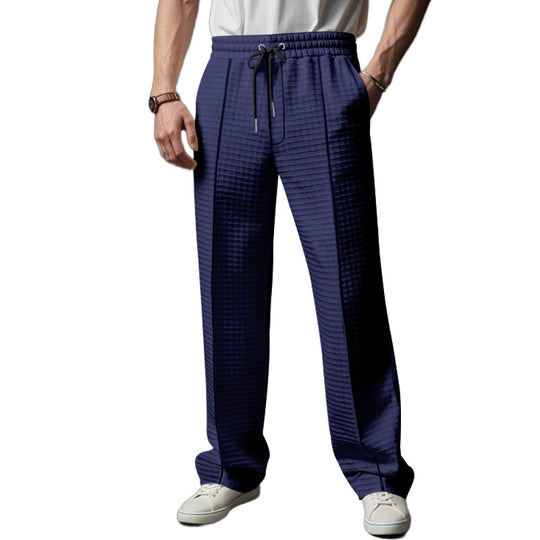 Herren Relaxed-Fit Freizeit-Hose mit strukturierter Karooptik, elastischem Bund & Kordelzug Shop Nory
