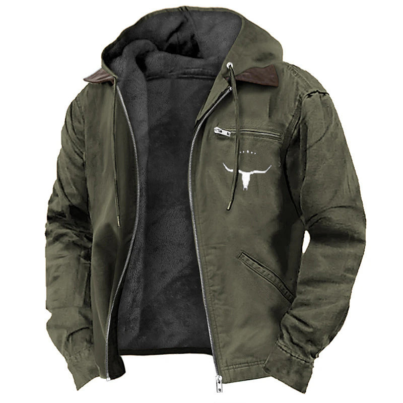 Herren nan wattierte Kapuzenjacke mit Teddyfutter und robuster Canvas-Aussenschicht Shop Nory
