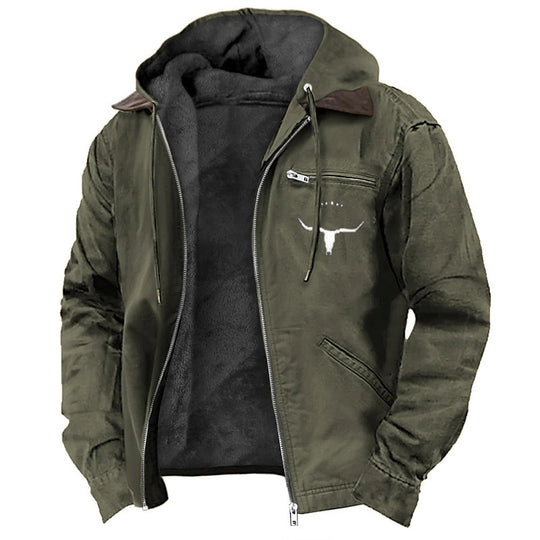 Herren nan wattierte Kapuzenjacke mit Teddyfutter und robuster Canvas-Aussenschicht Shop Nory