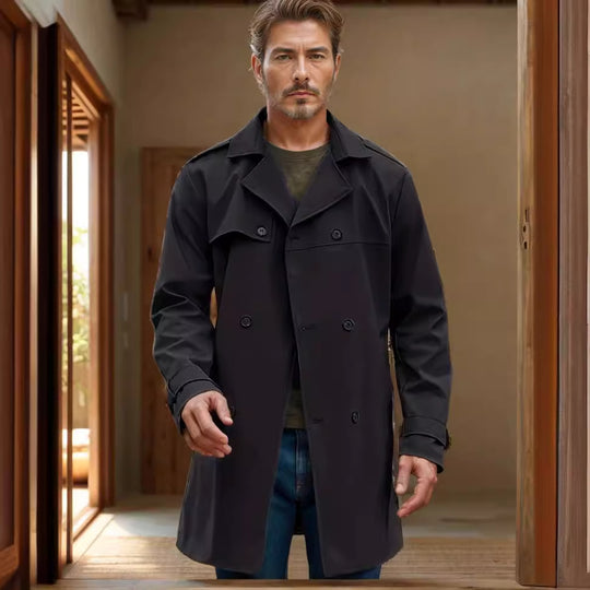 Herren Leichter Doppelreihiger Trenchcoat mit Wasserabweisender Beschichtung Shop Nory