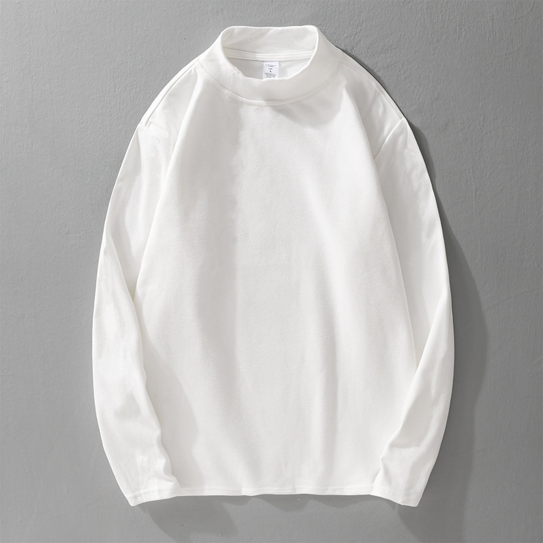 Herren Langärmeliges Feines Baumwollshirt mit Stehkragen und Relaxed-Fit Shop Nory