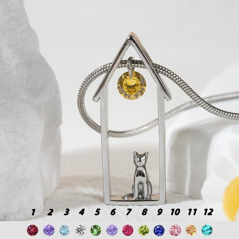 Damen Anhänger mit Katzenmotiv und funkelndem Kristall Shop Nory