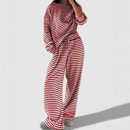 Damen Bequemes gestreiftes Lounge-Set