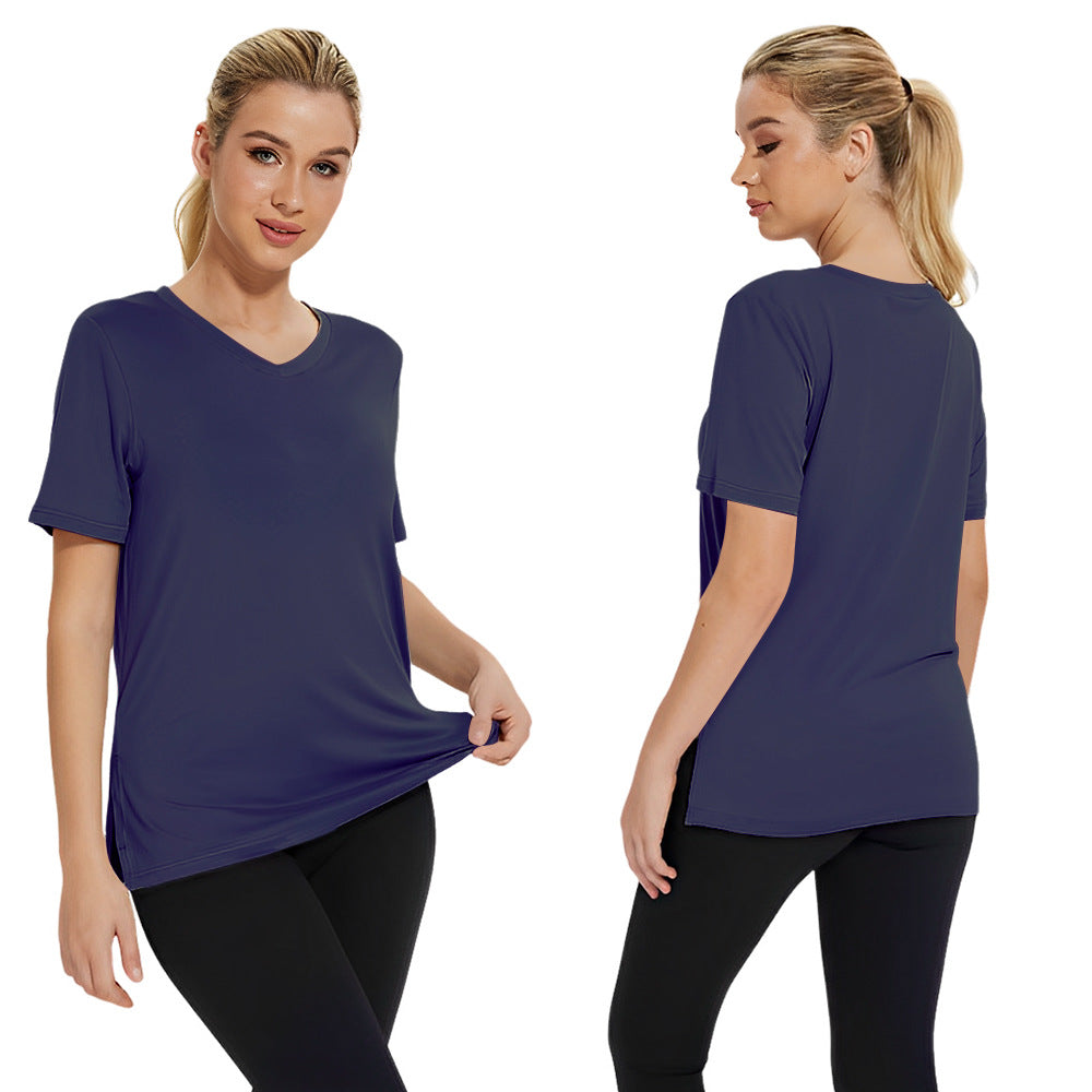 Damen Funktionales V-Ausschnitt Sportshirt mit atmungsaktiver Technologie Shopnory