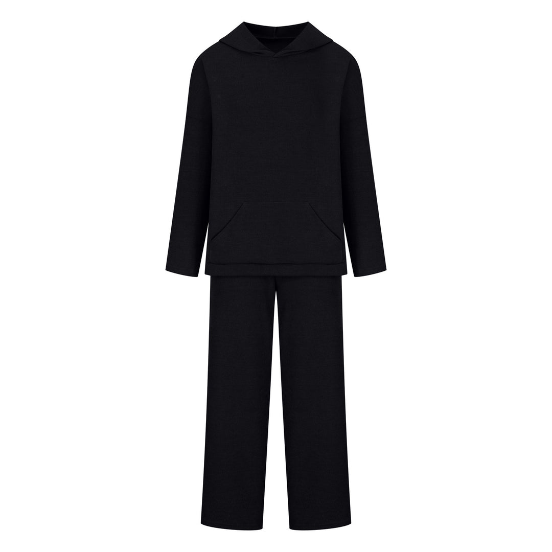 Damen gemütliches Lounge-Set mit Kapuzenpullover, Kängurutasche und weitem Jersey-Hose Shop Nory