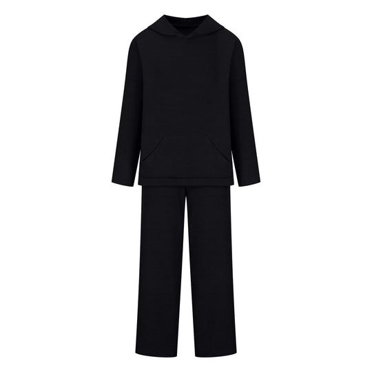 Damen gemütliches Lounge-Set mit Kapuzenpullover, Kängurutasche und weitem Jersey-Hose Shop Nory