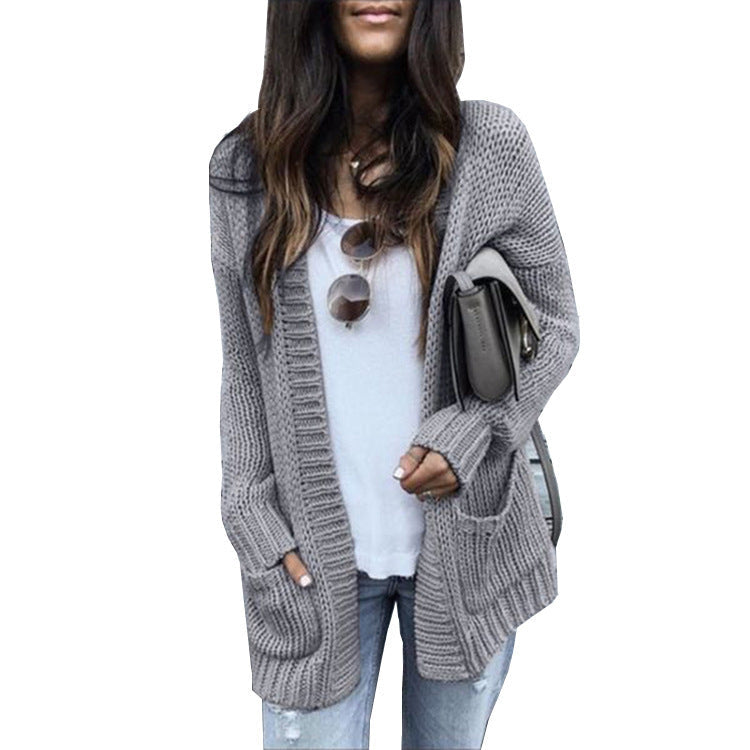 Damen Grobstrick-Cardigan mit lässigem Schnitt und praktischen Taschen