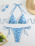 Damen Triangel-Bikini-Set mit verspieltem Blumenmuster
