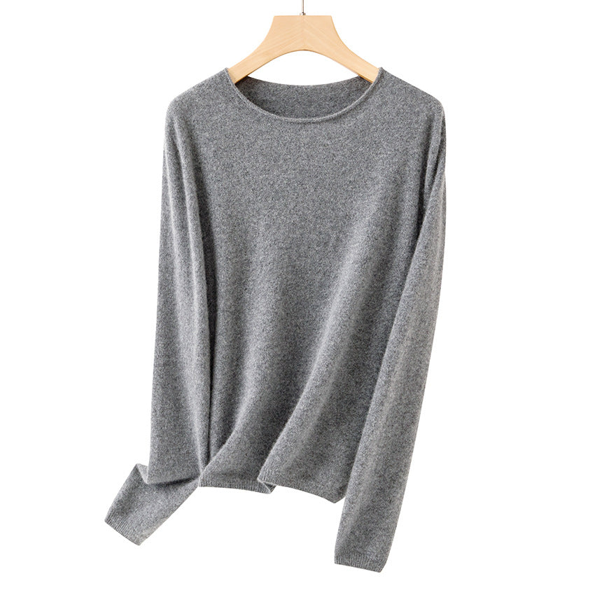 Damen Feiner ultraleichter Rundhalspullover aus Mikrofaser-Feinstrick mit minimalistischer Silhouette Shop Nory