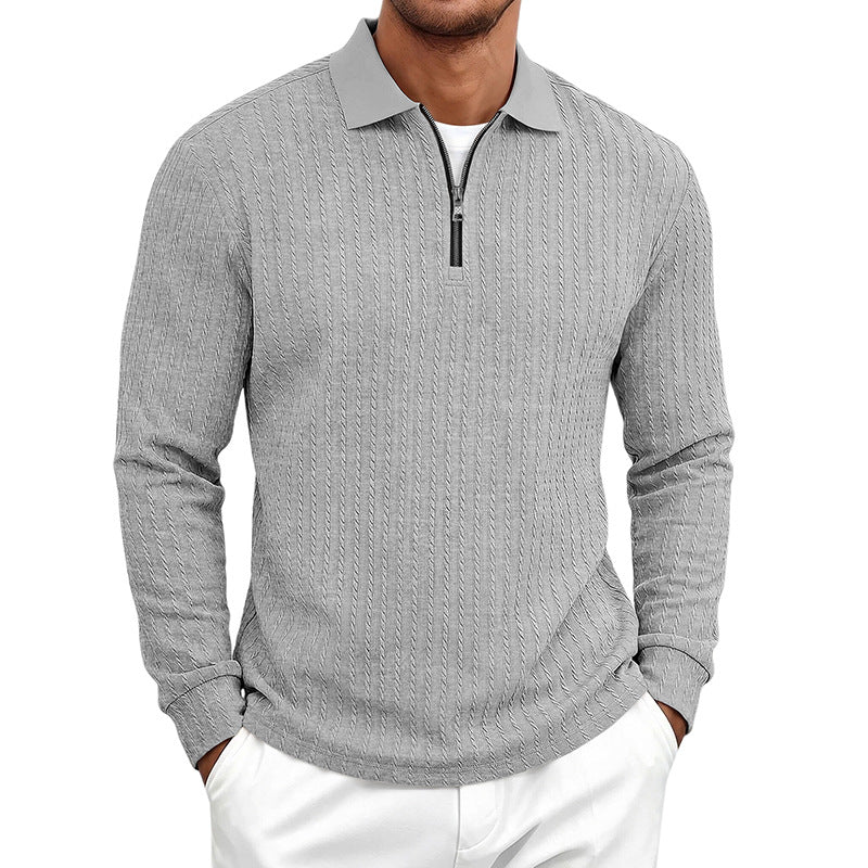 Herren Feinstrick-Polotroyer mit verdecktem Halbzip und Zopfstruktur Shop Nory