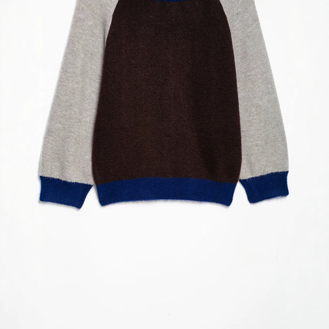 Damen Farbblock-Rundhals-Pullover mit Raglanärmeln Shop Nory