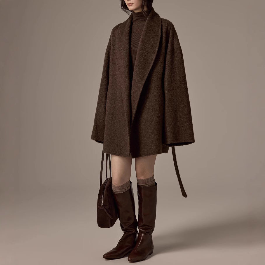 Damen Oversized Wollmantel mit Gürtel Shop Nory