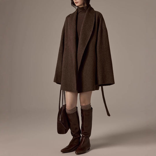Damen Oversized Wollmantel mit Gürtel Shop Nory