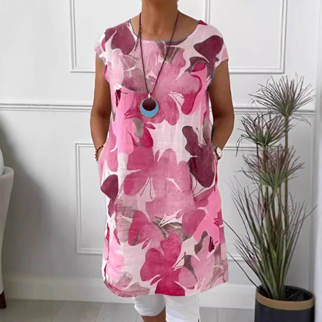 Damen Leichtes Strandkleid mit floralem Muster und Taschen