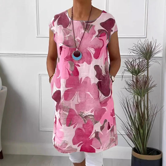 Damen Leichtes Strandkleid mit floralem Muster und Taschen