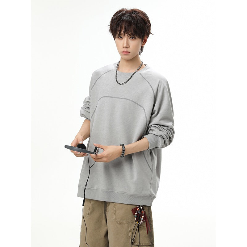 Herren Lockeres Sweatshirt aus Frottee mit dekorativen Sattel- und Steppnähten Shop Nory