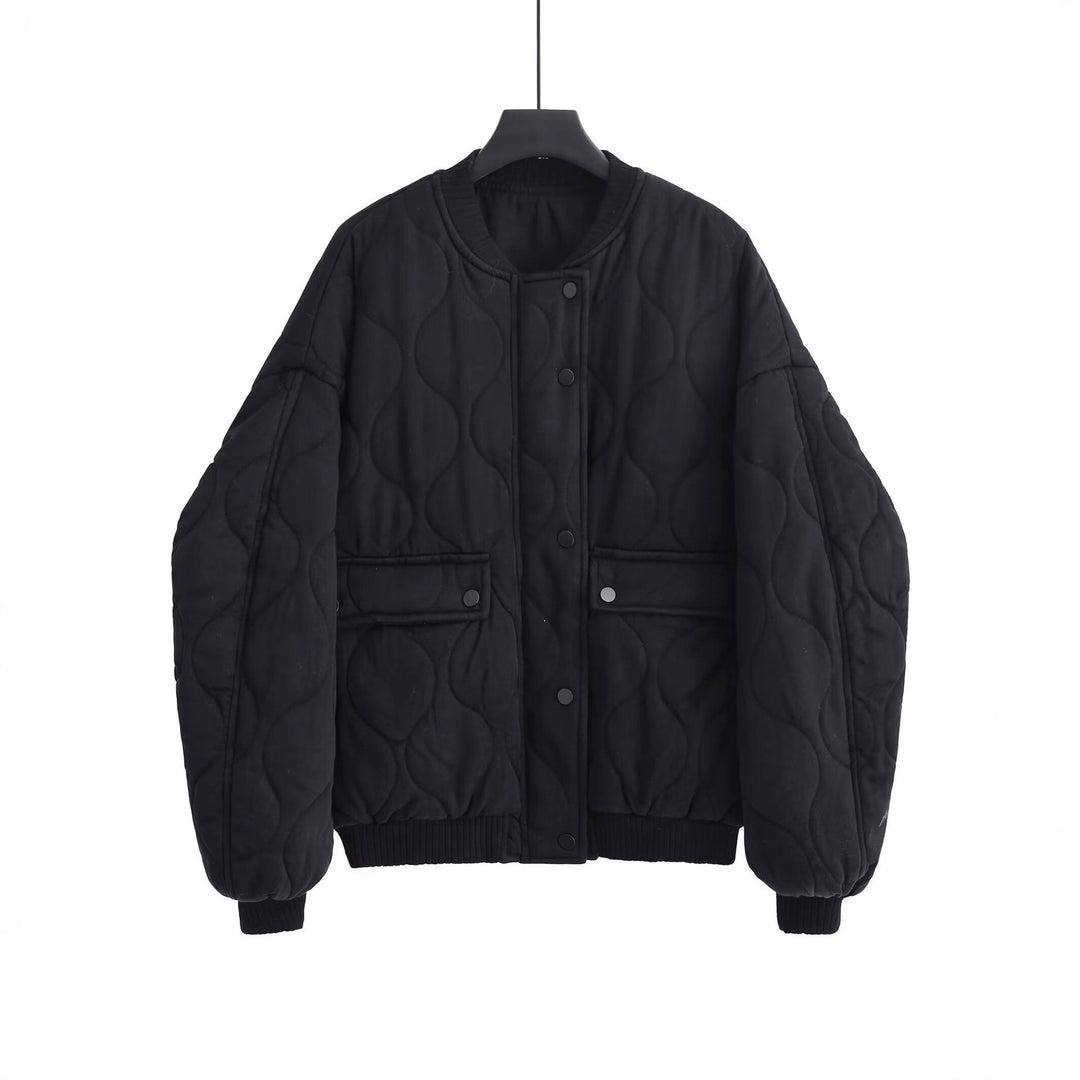 Damen Stepp-Bomberjacke mit organischer Steppung und Druckknopffront Shop Nory