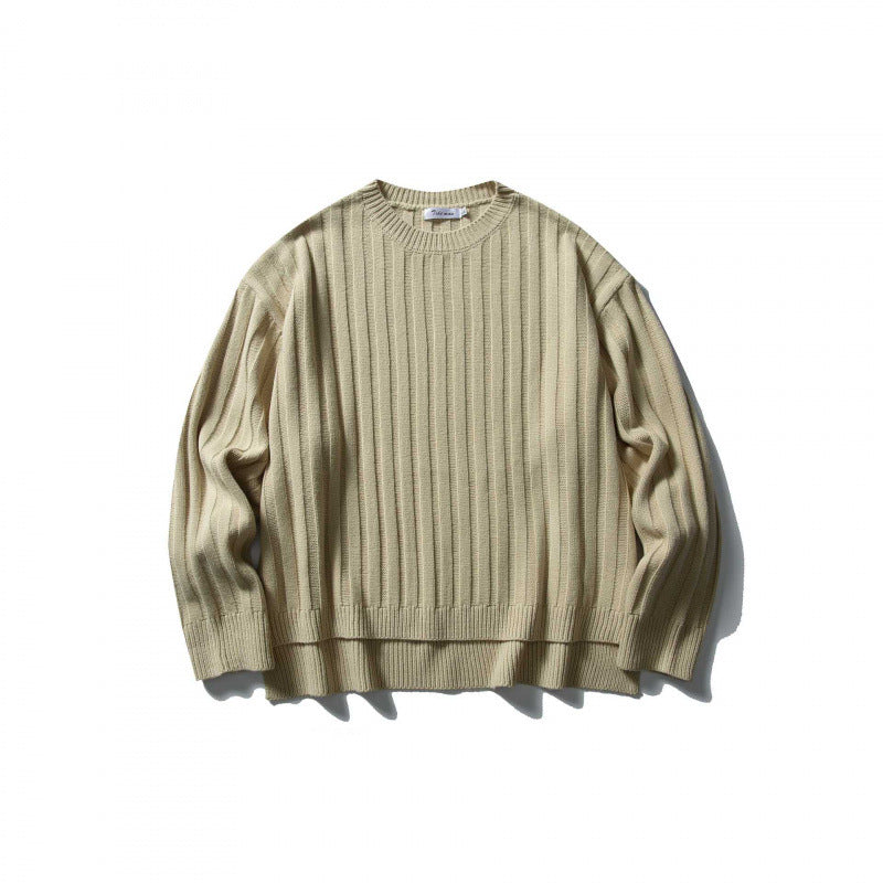 Unisex Grobgerippter Oversize-Strickpullover mit Rundhals und verlängertem Saum Shop Nory