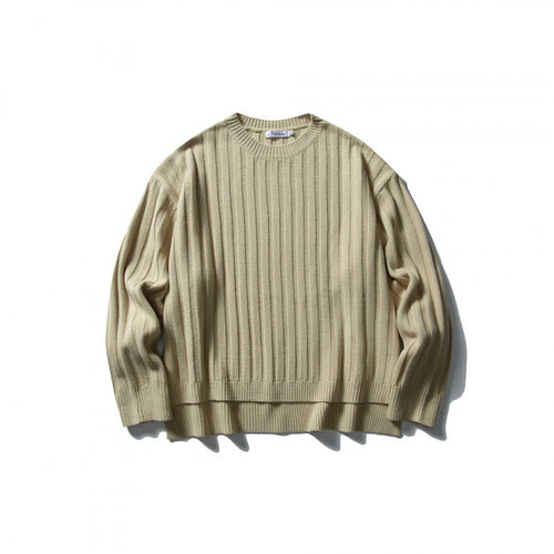 Unisex Grobgerippter Oversize-Strickpullover mit Rundhals und verlängertem Saum Shop Nory