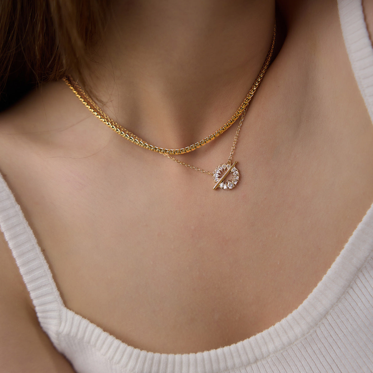Damen Edelstahl-Halskette mit elegantem Kettenmuster und hypoallergenen Eigenschaften Shop Nory