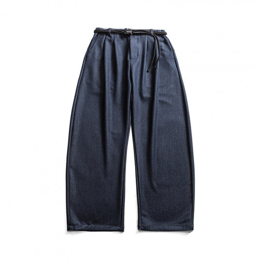 Damen Hochtalierte weite Marlene-Hose mit Faltenbund und Tunnelzuggürtel Shop Nory