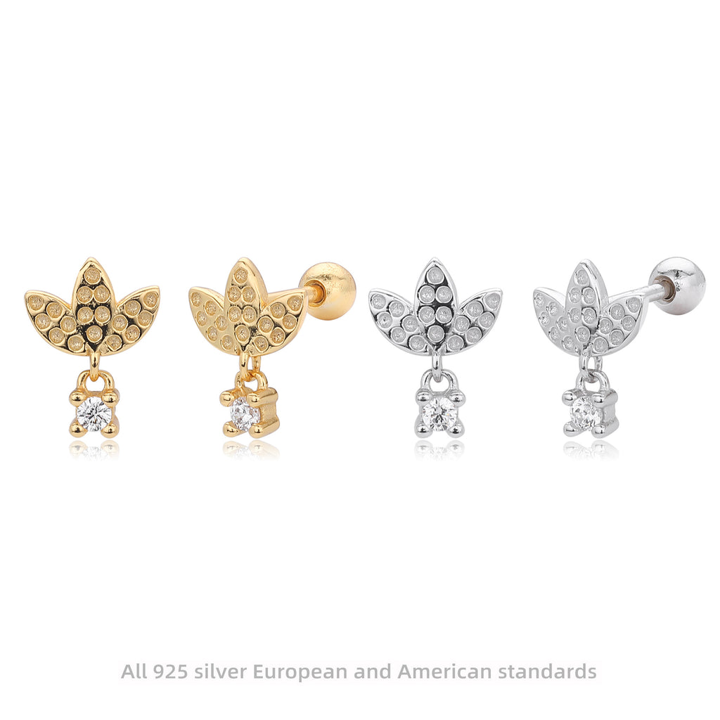Damen Ohrstecker mit luxuriösem Blattdesign aus 925 Sterling Silber Shop Nory
