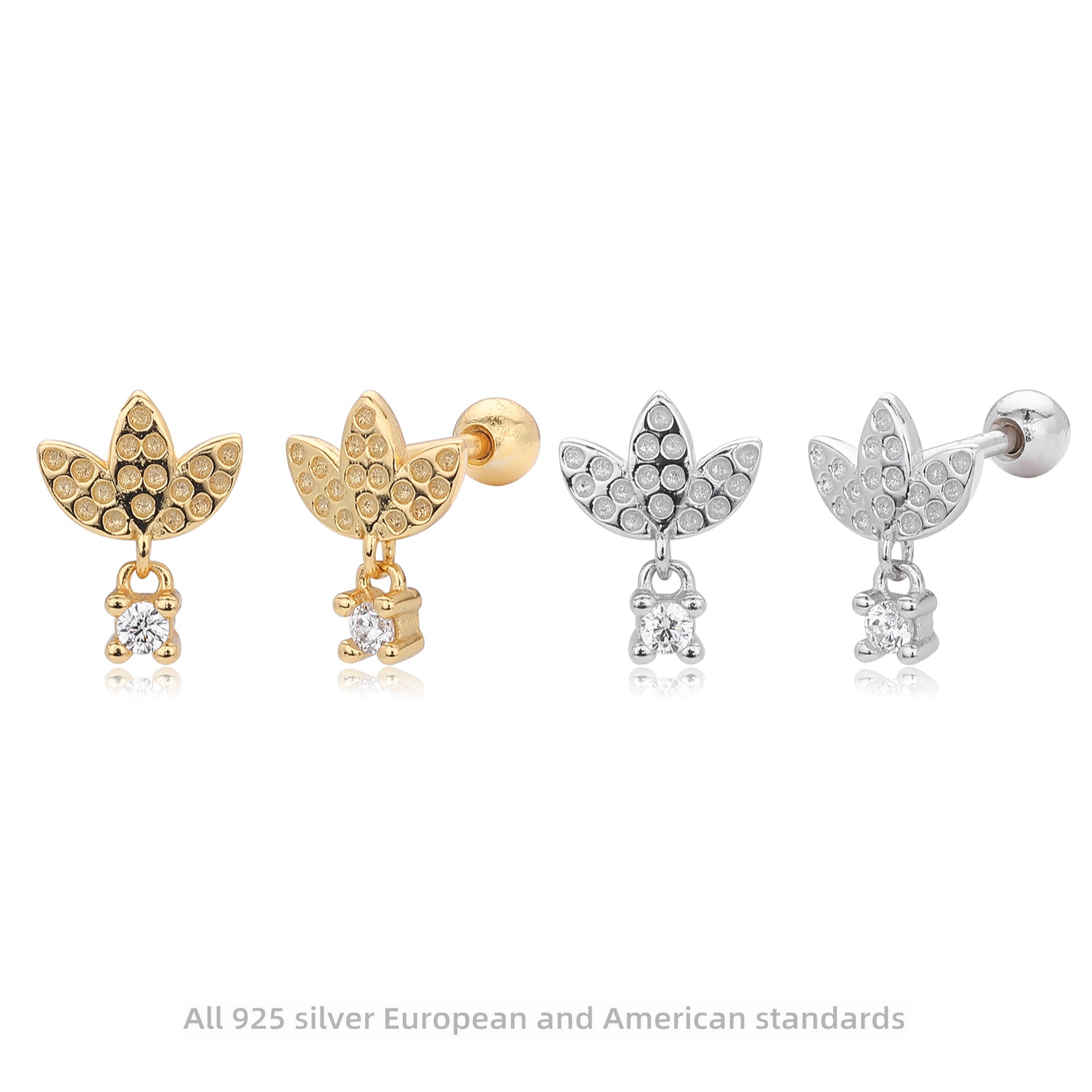 Damen Ohrstecker mit luxuriösem Blattdesign aus 925 Sterling Silber Shop Nory