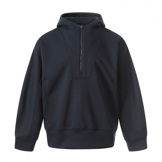 Herren Boxy-Kapuzenpullover mit halbem Reißverschluss, verstärkter Blende und cleanem Minimaldesign Shop Nory