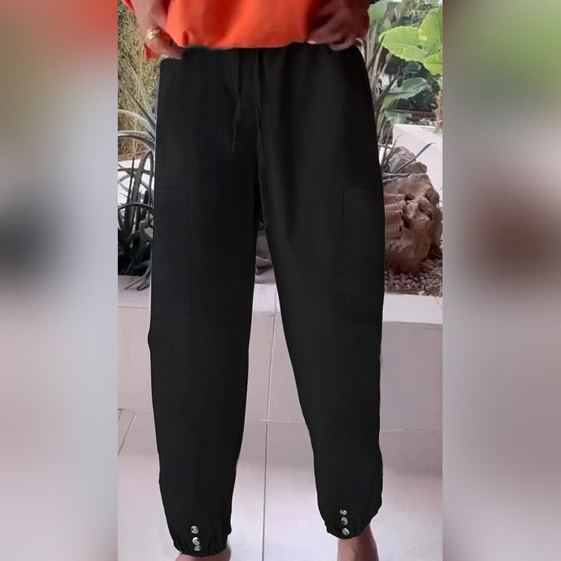 Damen Cargo-Jogginghose mit Kordelzug, aufgesetzten Taschen und Knopfmanschetten Shop Nory