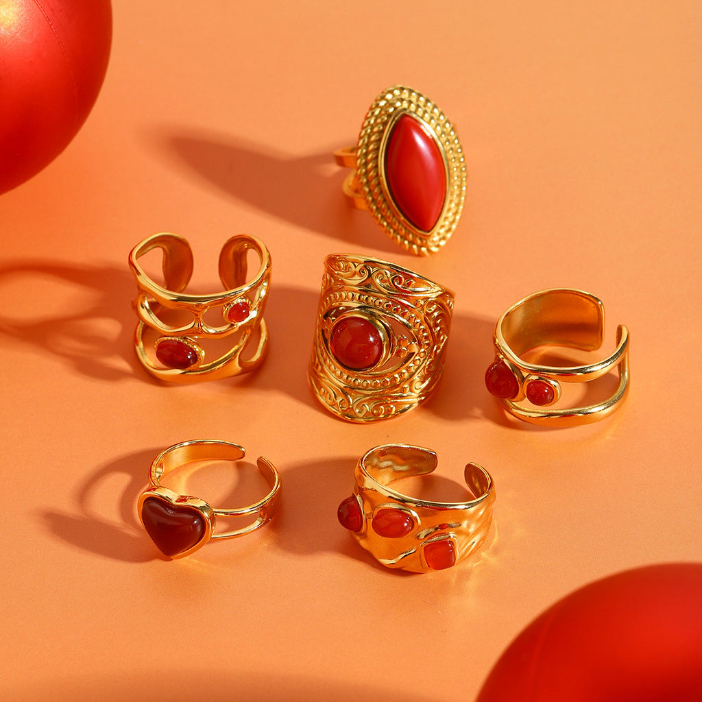Damen Offener Ring mit Herzdesign und verstellbarer Größe Shop Nory