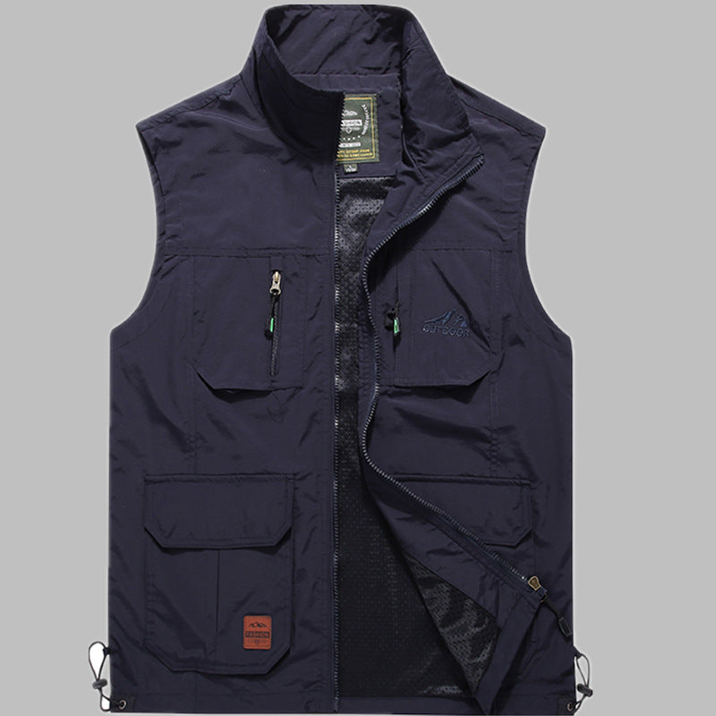 Herren multifunktionale Outdoor‑Utility‑Weste mit Reißverschluss, Mehrfachtaschen und atmungsaktivem Meshfutter Shop Nory