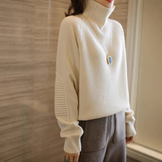 Damen Rollkragenpullover aus feinem Rippstrick mit Raglanärmeln und legerer Silhouette Shop Nory