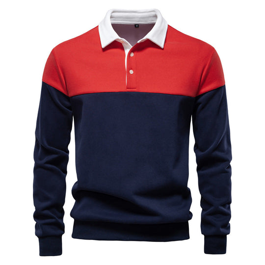 Herren Langarm Poloshirt mit modernen Farbapplikationen und hochwertigem Stoff