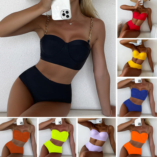 Damen Bustier-Bikini mit modischen Kettenträgern