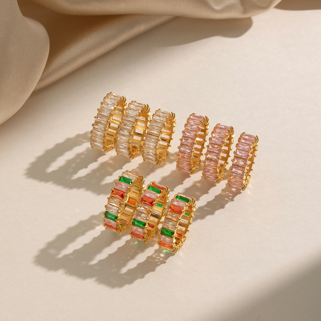 Damen modischer Ring mit buntem Steinbesatz Shop Nory