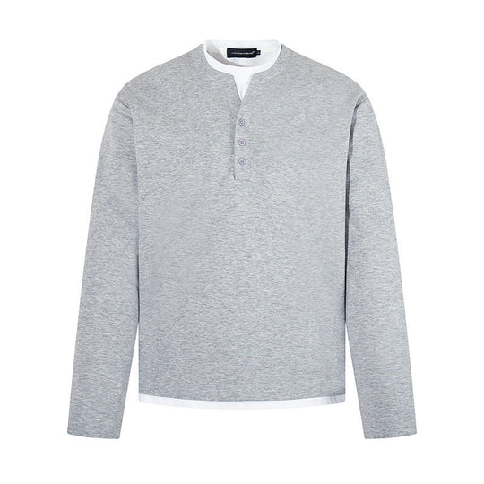 Herren Langärmeliges Henley-Layer-Shirt mit kontrastierendem Innenkragen und modernem Regular-Fit Shop Nory