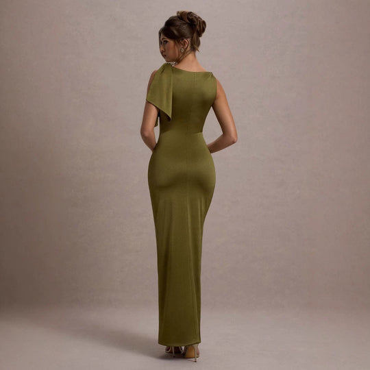 Damen Maxikleid mit asymmetrischem Trägerdesign und elegantem Silhouette