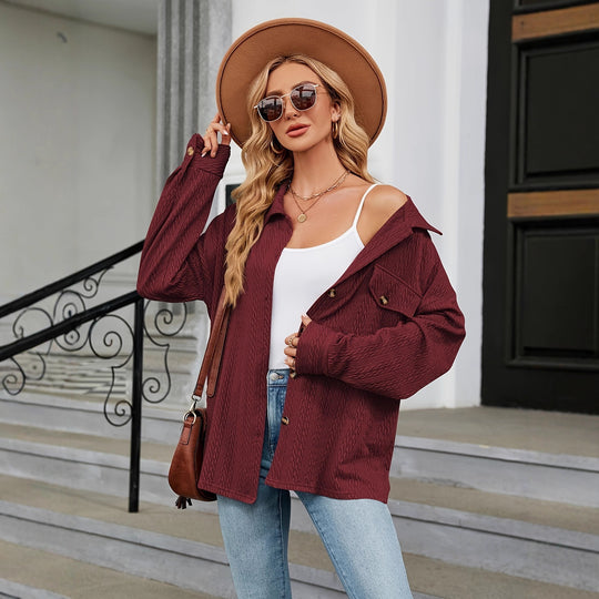 Damen Texturierte Oversize-Hemdjacke mit Pattentaschen Shop Nory