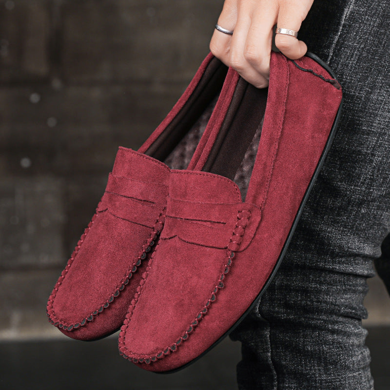 Herren elegante Veloursleder-Mokassin Fahrerhalbschuhe mit handgenähter Vordernaht und flexibler Gummiprofilsohle Shop Nory