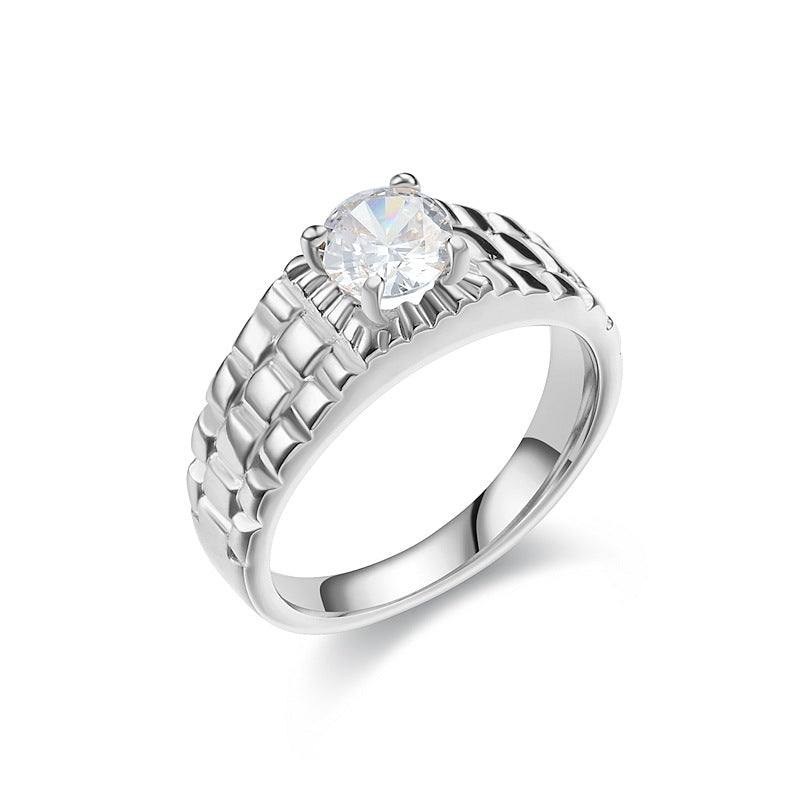Herren Ring mit kunstvollem reliefartigem Design und glitzerndem Zirkonia Shop Nory