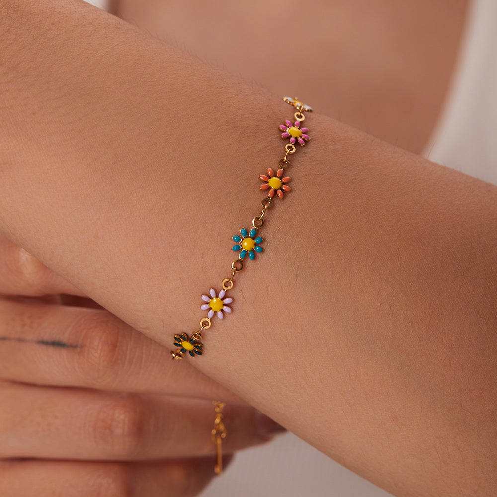 Damen Fusskettchen mit filigranen Gänseblümchen und verstellbarem Verschluss Shop Nory