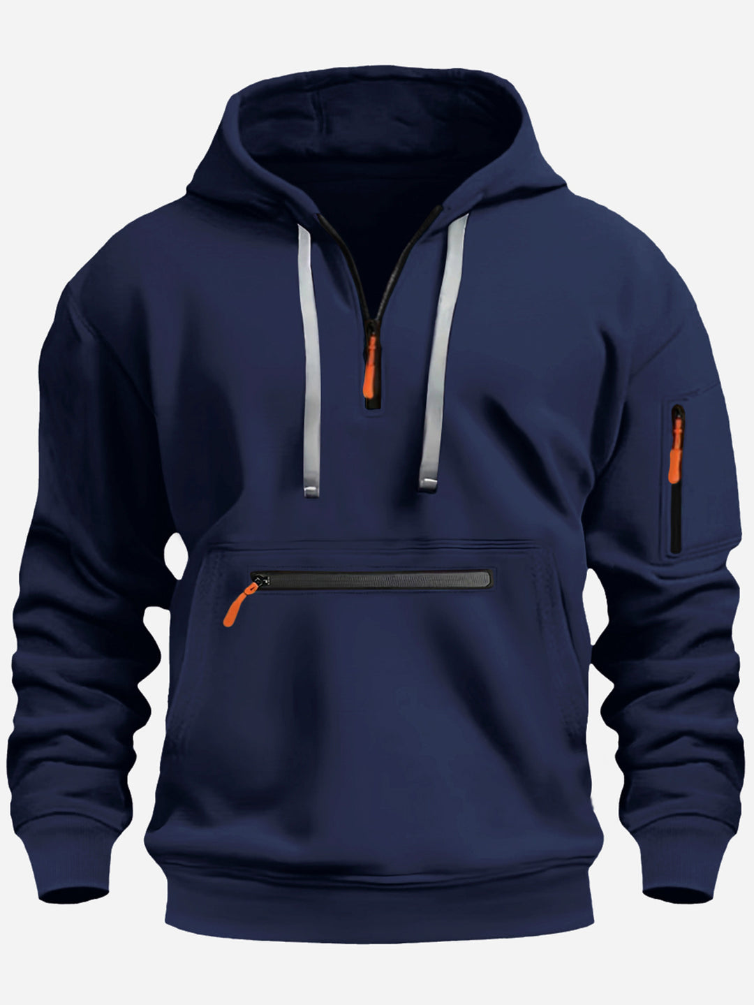Herren nan technischer Halbzip Kapuzenpullover mit frontaler Reißverschlusstasche und Ärmel-Tasche Shop Nory